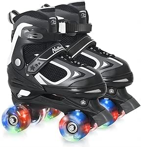 Nattork Kids Roller Skates for Boys Girls - Adjustable Quad Skates