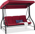 3-Seat Outdoor Converting Canopy Swing Glider - Convertible Patio