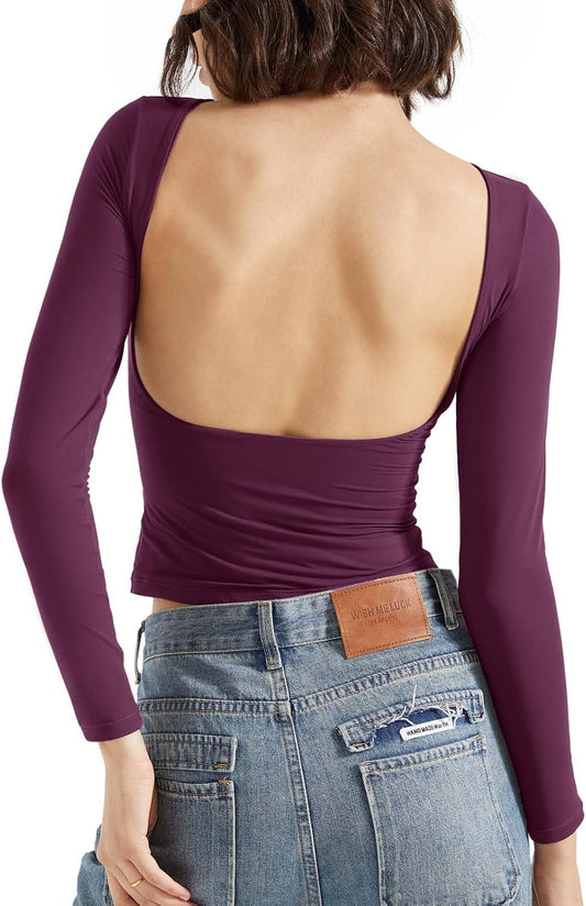 SUUKSESS Women Backless Going Out Tops for Trendy Style