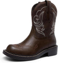 Cowboy Cowgirl Boots for Women Mid Calf Round Toe - Arch Support