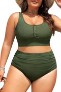 Plus Size 2 Piece Swimsuit for Women - High Waisted Bikini