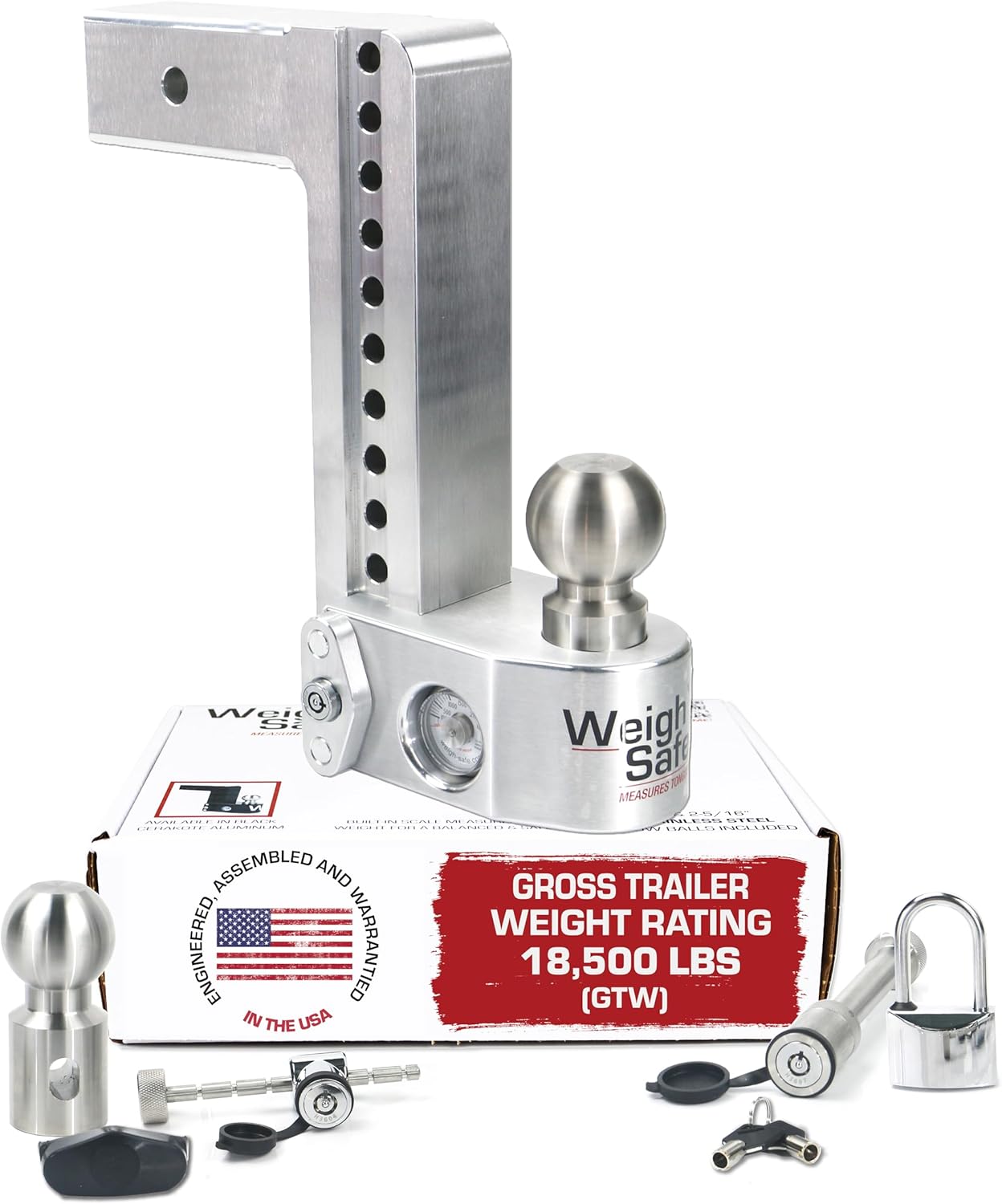 Weigh Safe Aluminum Adjustable Trailer Hitch with Scale Feature