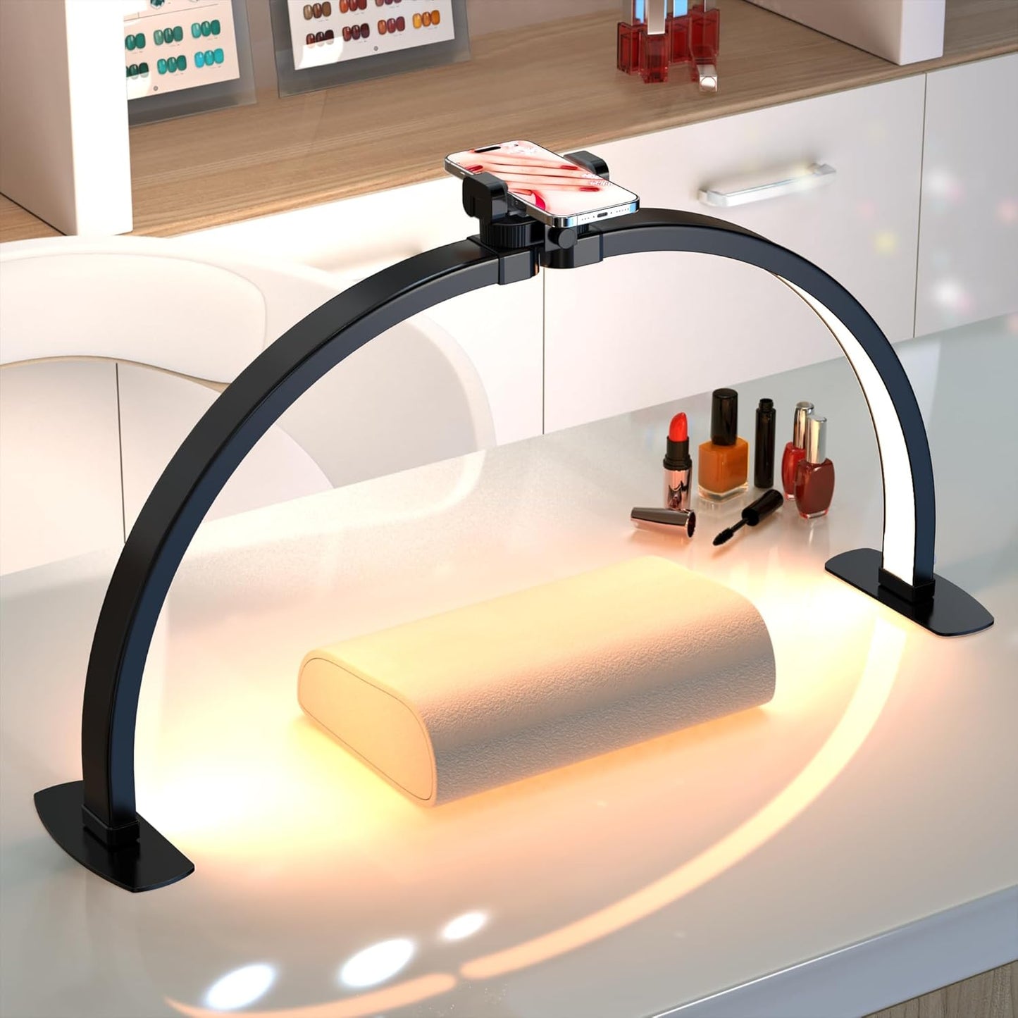 Professional Large Half Moon Light for Nail Desk with Holder