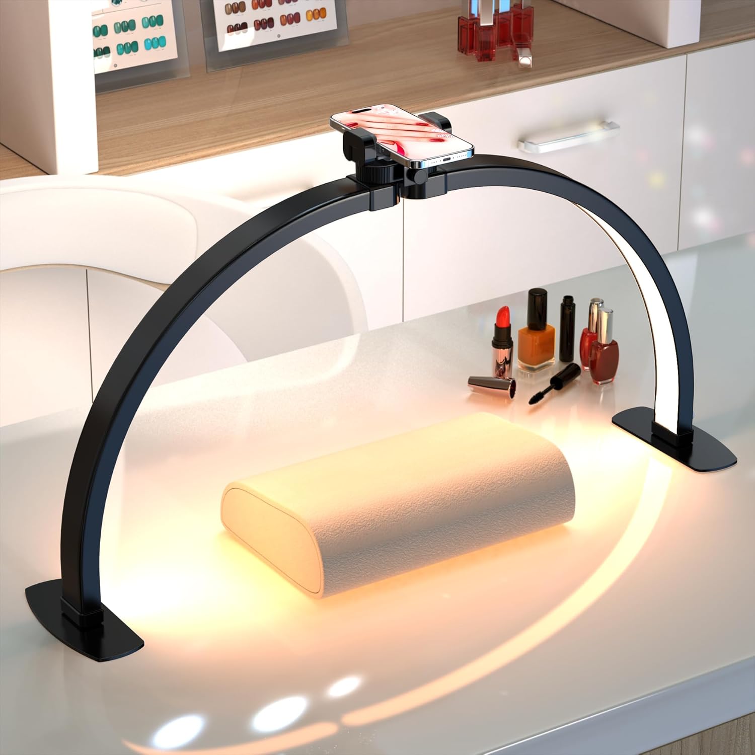 Professional Large Half Moon Light for Nail Desk with Holder