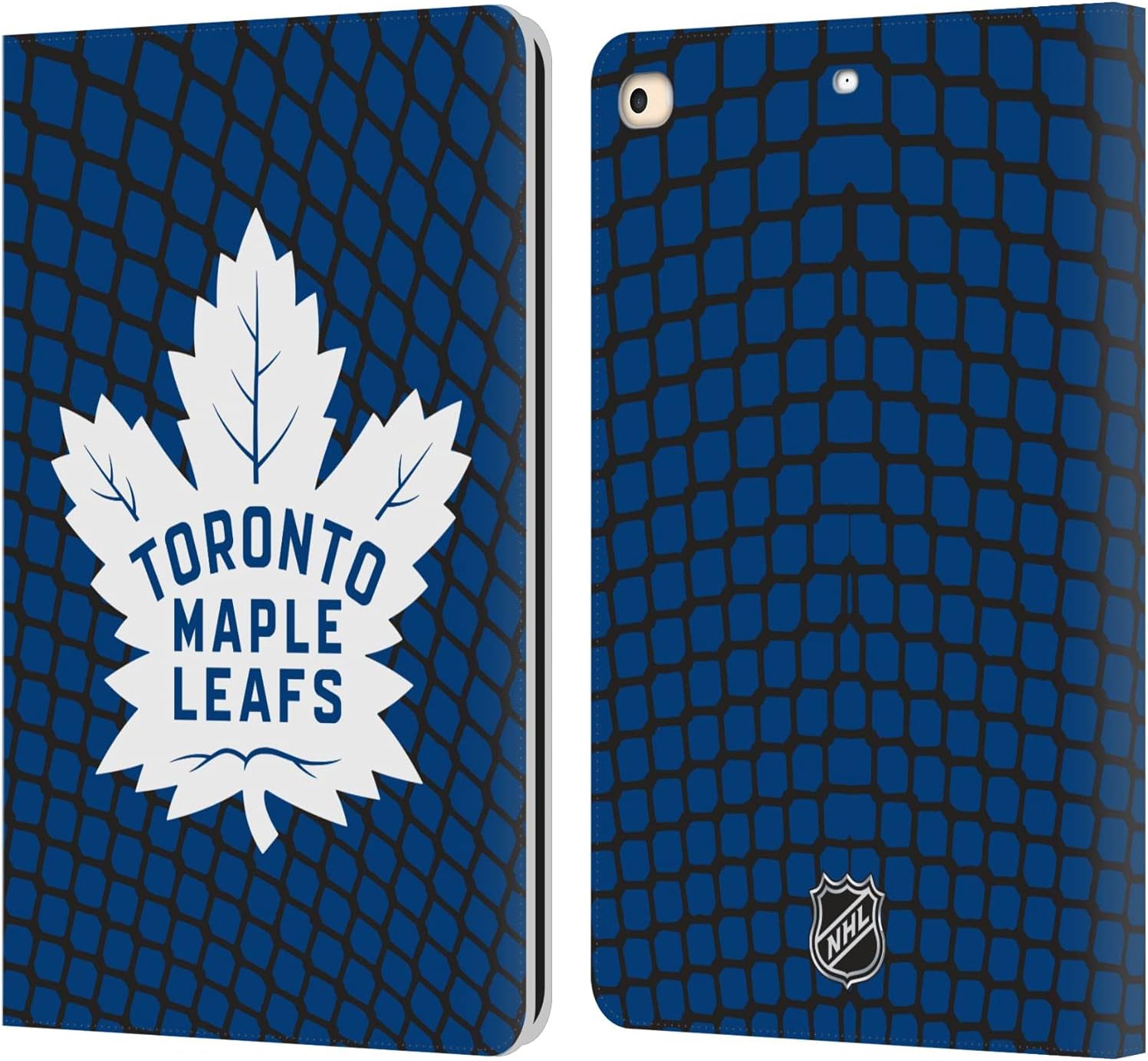 NHL Net Pattern Toronto Maple Leafs Leather Wallet Case for iPad