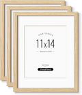 Natural Solid Oak 11x14 Picture Frame Set of 3 for 8x10 Photos