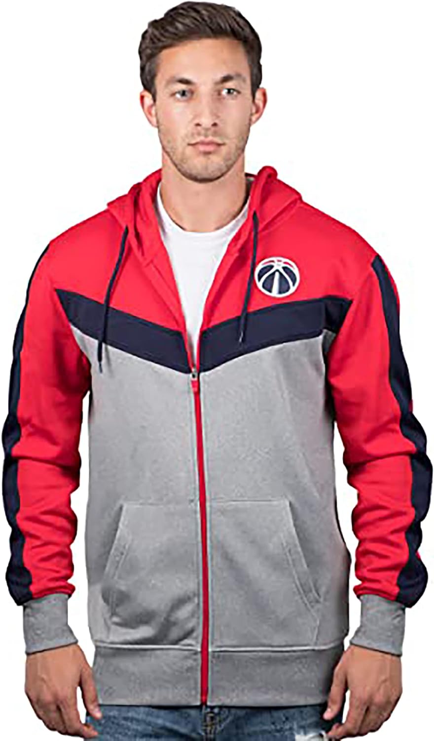 Ultra Game Men's NBA Full Zip Hoodie with Contrast Back Cut
