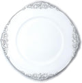 allgala 13-Inch Floral White Silver Trim Charger Plates - Elegant