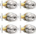 Probrico Brushed Nickel Entry Door Knobs Combo Pack - Keyed Alike 6