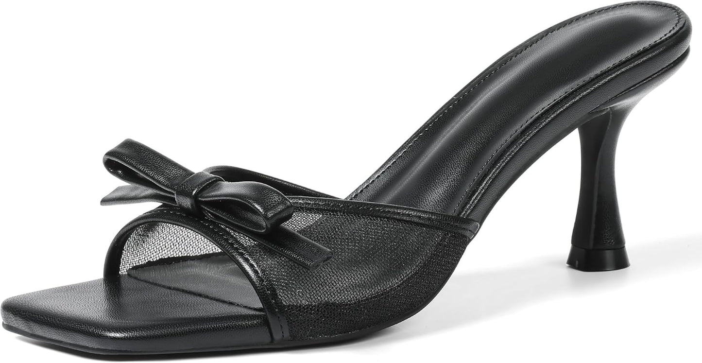 Womens Heeled Sandals Open Square Toe Kitten Heels for Style