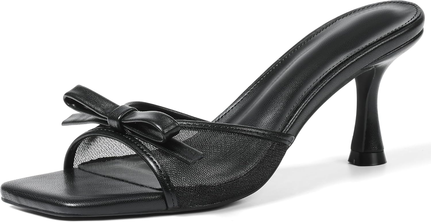 Womens Heeled Sandals Open Square Toe Kitten Heels for Style