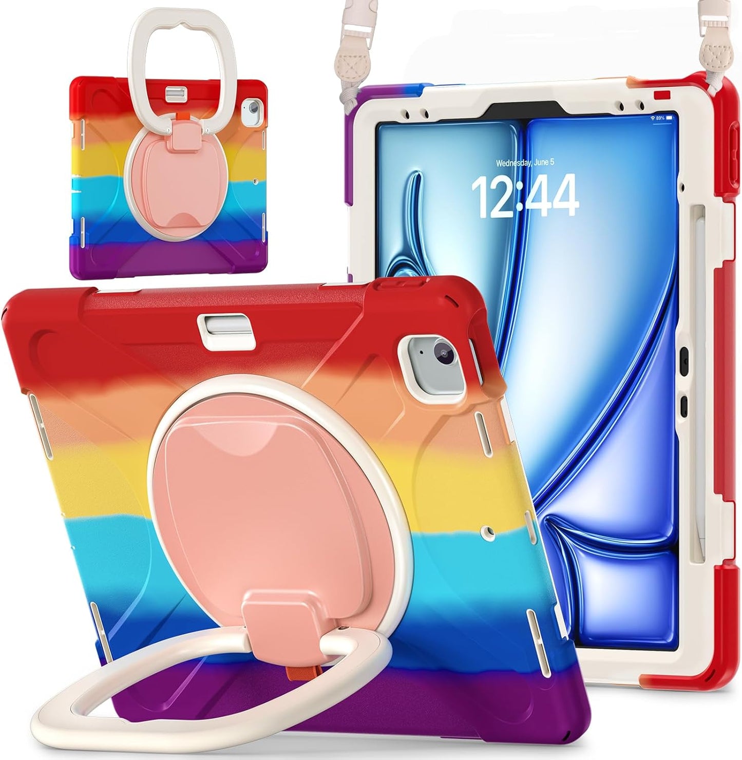 MEEgoodo iPad Air 13 inch Case with Rotating Stand & Strap