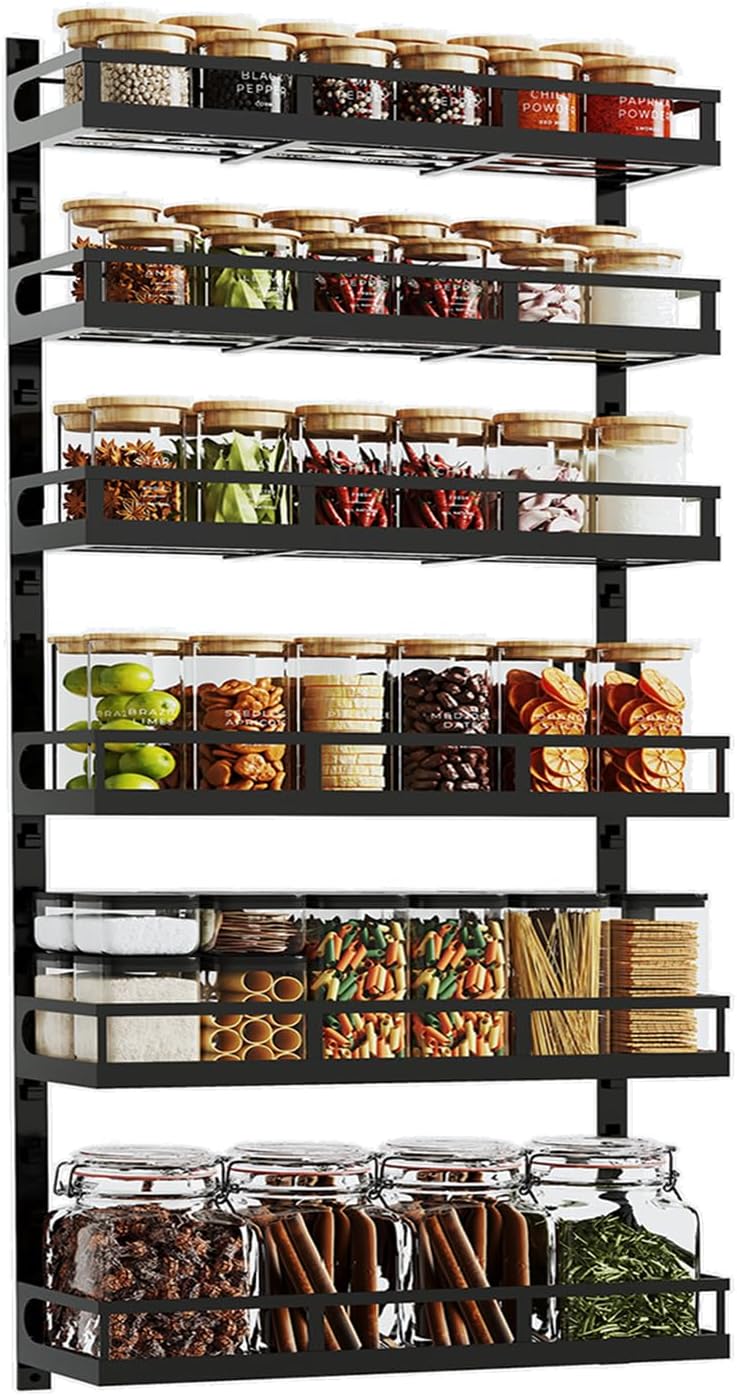 X-cosrack 6-Tier Wall-Mounted Spice Rack Organizer for Kitchen