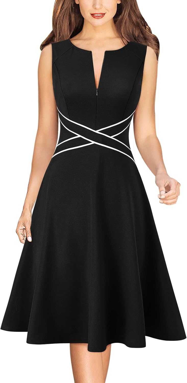 Elegant Front Zipper Slim Work Dress for Office and Parties