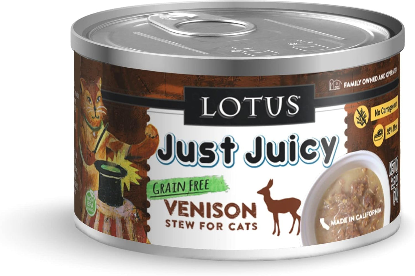 Lotus Just Juicy Venison Stew 2.5 Oz Canned Cat Food Case