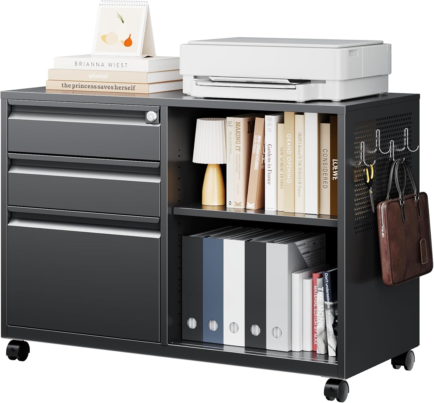 Letaya Mobile 3 Drawer File Cabinet with Lock for Home Office