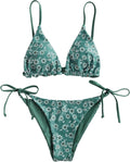 ZAFUL Women's Triangle Bikini Floral String Bikini Set - Flattering 4