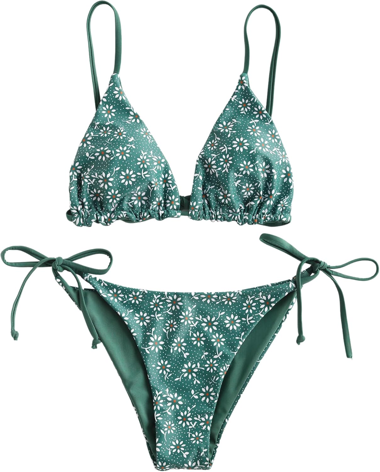 ZAFUL Women's Triangle Bikini Floral String Set for Summer Fun
