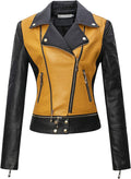 Tanming Women's Faux Leather Moto Biker Short Coat Jacket (Style 5OKA)