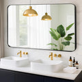 Large Bathroom Mirror for Wall 50x30 in Black Metal Frame - Modern