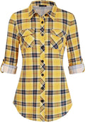 Womens Soft Stretchy Knit Plaid Shirt - Comfortable