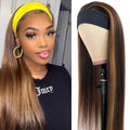 Highlight Ombre Headband Wig Human Hair Straight 16 in - Easy Wear