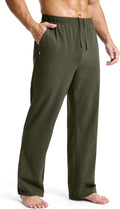Men's Cotton Sweatpants with Zipper Pockets - Open Leg Comfort
