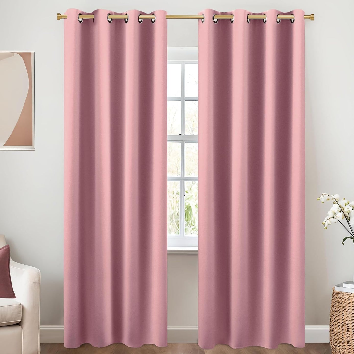 KOUFALL Mauve Curtains 96 Inches Long for Living Room Privacy