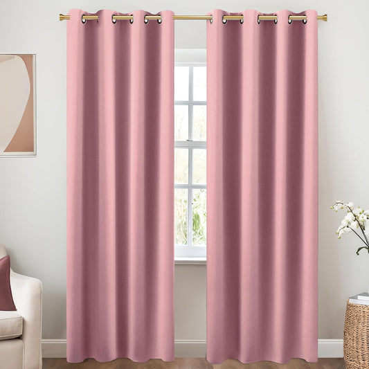KOUFALL Mauve Curtains 96 Inches Long for Living Room Privacy