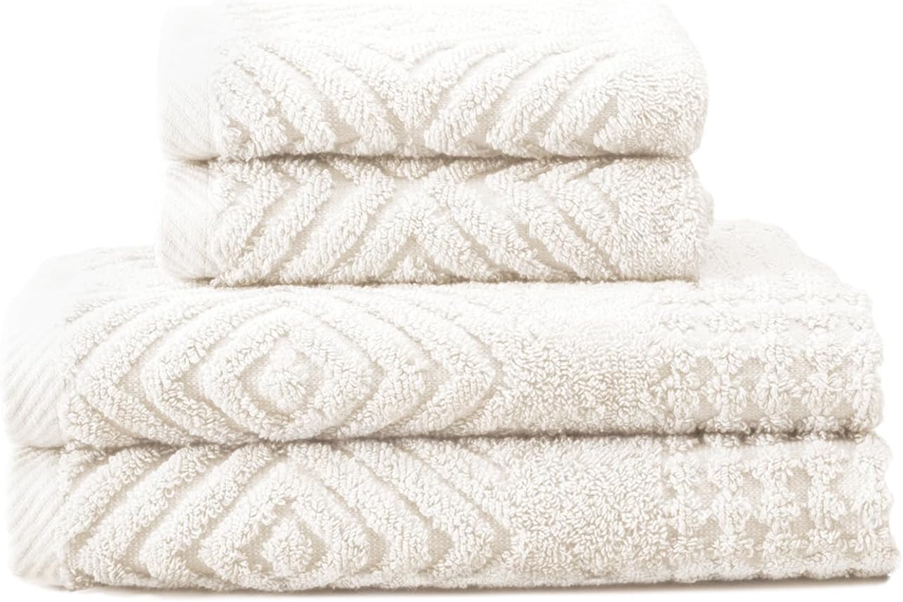 Luxurious Organic Cotton Diamond Jacquard Bath Towel Set