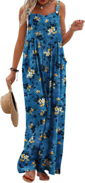 Women's Cotton Boho Floral Wide Leg Overalls - Summer Comfort
