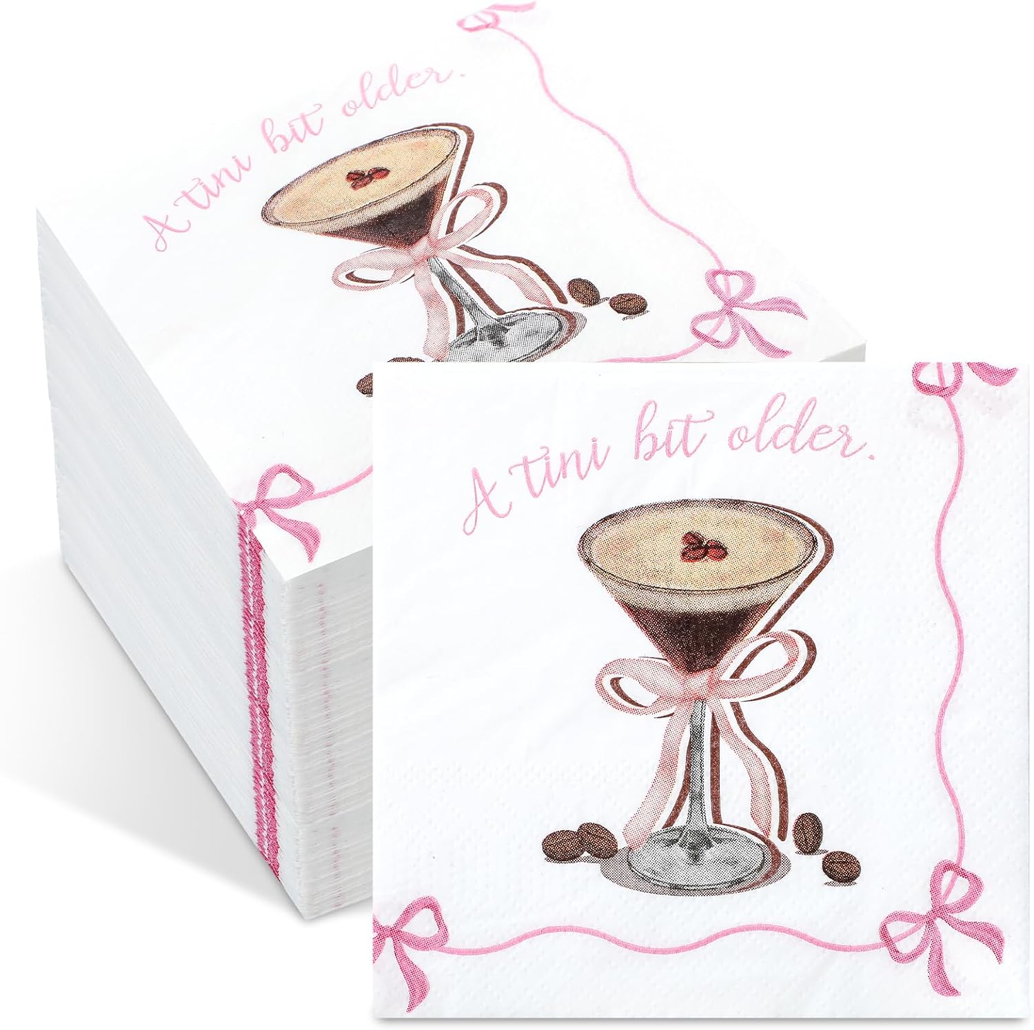 Bachelorette Party Pink Bow Napkins - 100 Pcs