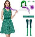 Joy Costume Women Inside Out Disgust Cosplay Dress - Satin Activewear
