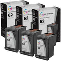 LD Remanufactured Ink Cartridge Replacement for HP 62 (Black, 3-Pack)