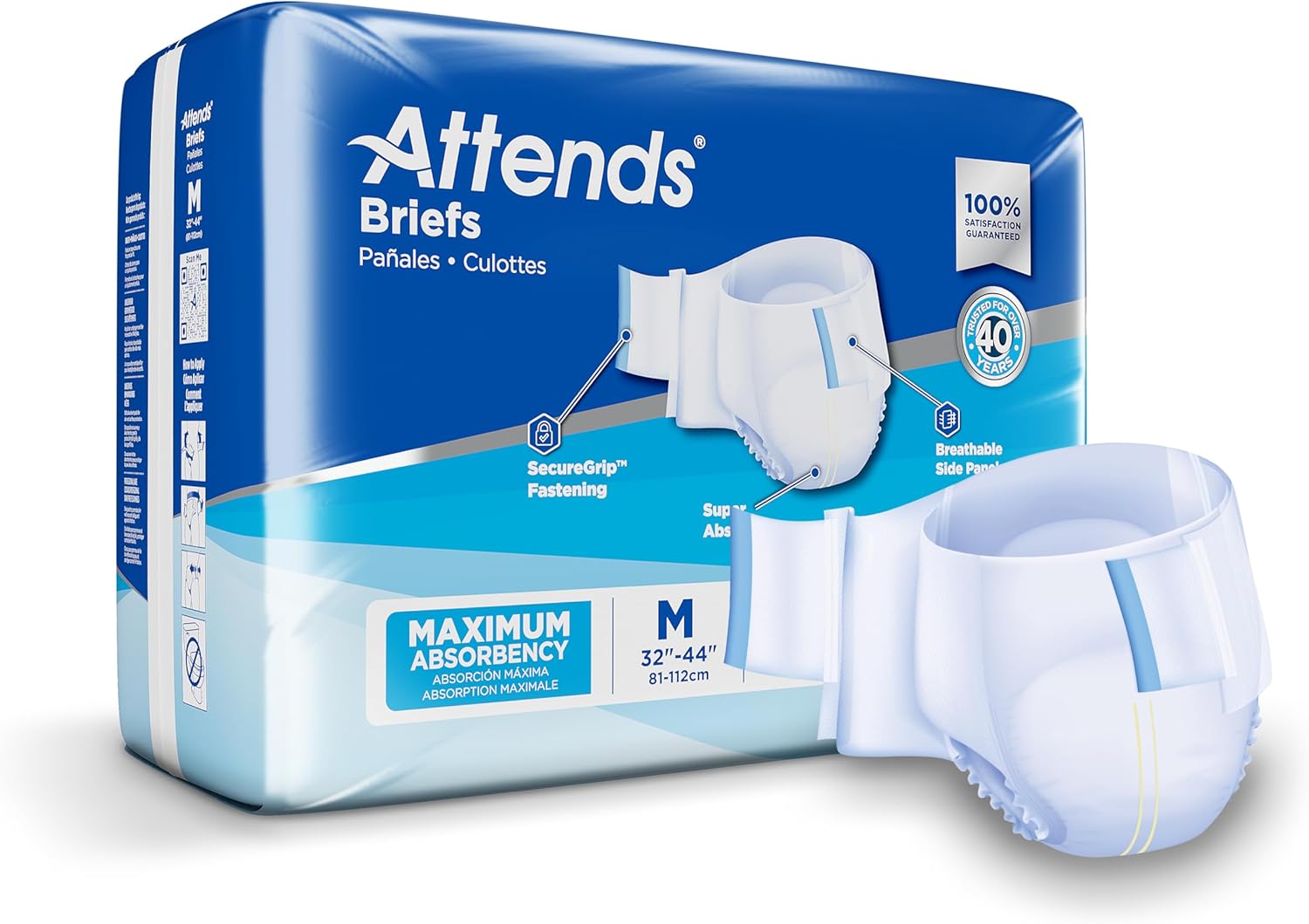 Attends Medium Disposable Briefs: Maximum Absorbency & SecureGrip Tab