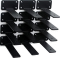 6 in Black Hidden L Shelf Bracket 12 Pack - Heavy Duty Support
