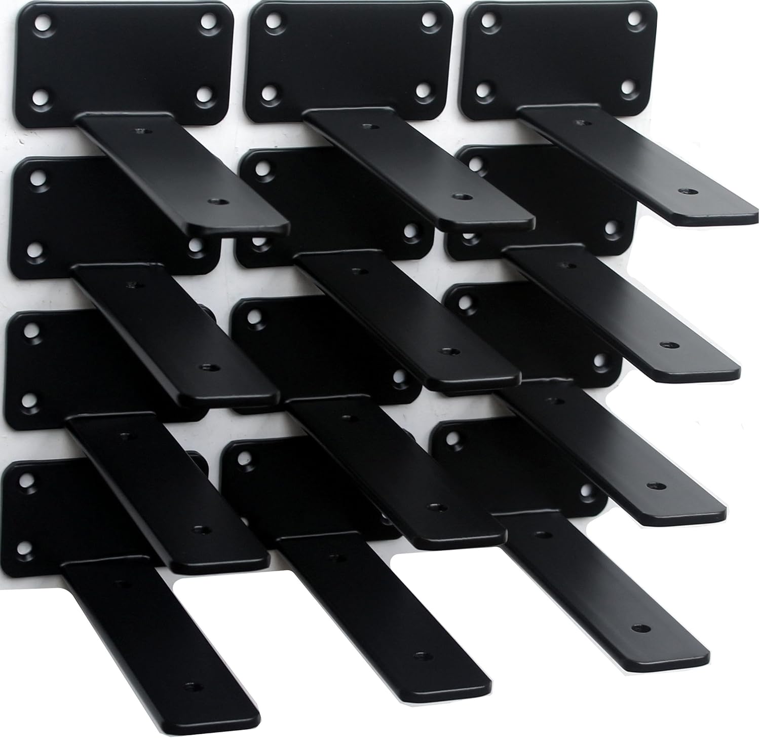 Heavy Duty 6 Inch Black Hidden L Shelf Brackets for Support