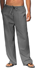 Mens Casual Linen Pants for Men - Elastic Waist Summer Trousers