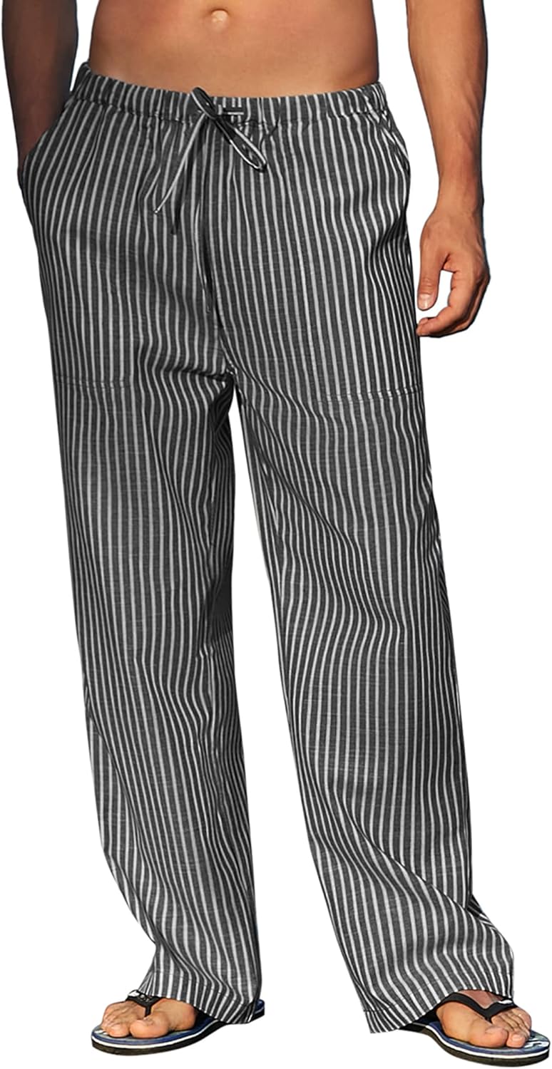 COOFANDY Mens Casual Linen Pants for Summer Beach and Yoga