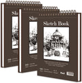 9x12 Sketch Book 3 Pack - Top Spiral Sketch Pads for Dry Media