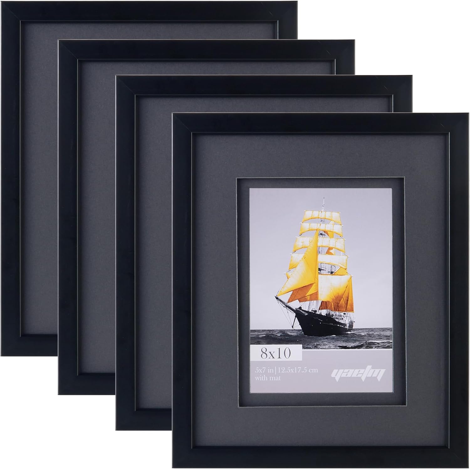 Yaetm 8x10 Double Floating Mat Picture Frame Set of 4 for Display
