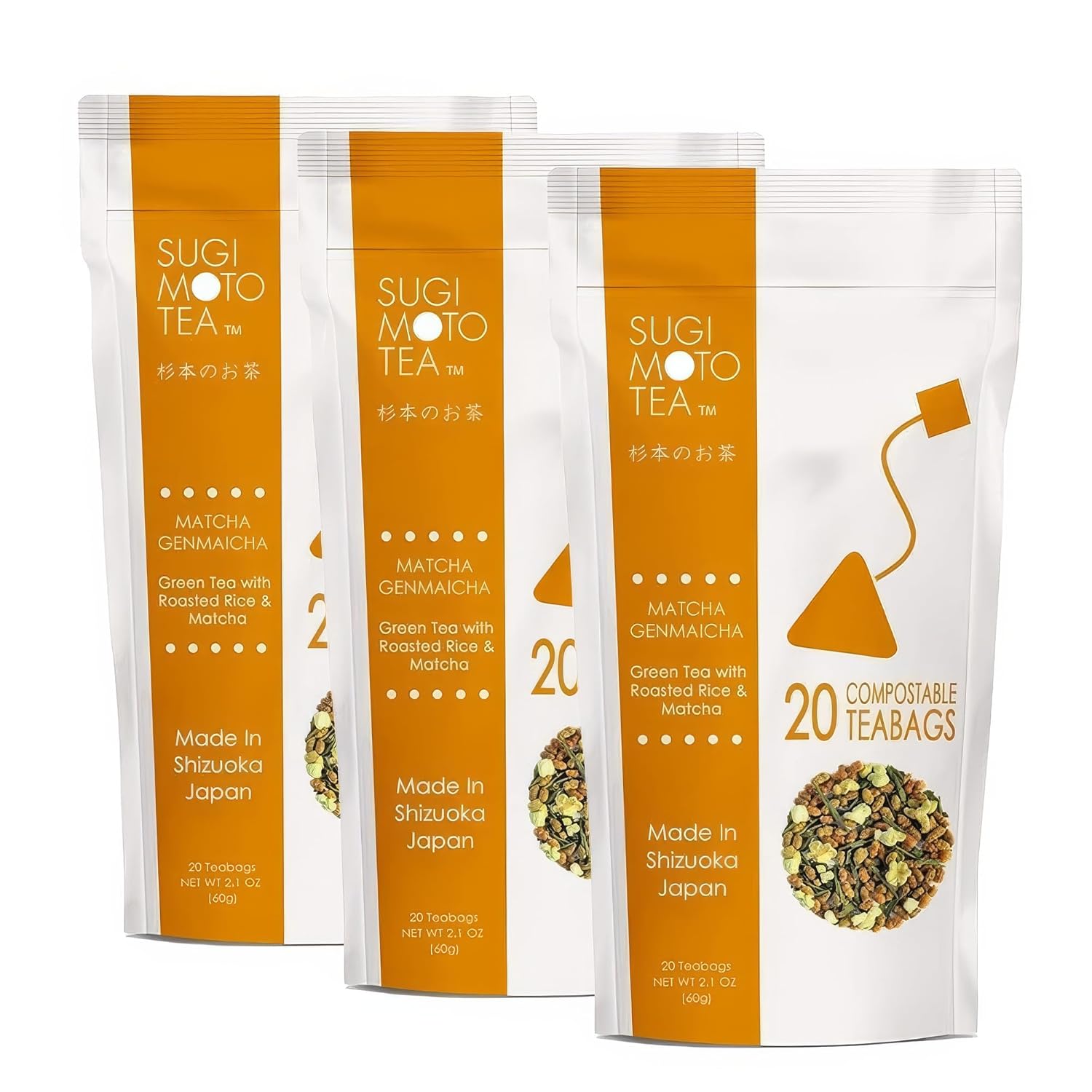 Japanese Matcha Genmaicha Green Tea Bags for All-Day Enjoyment