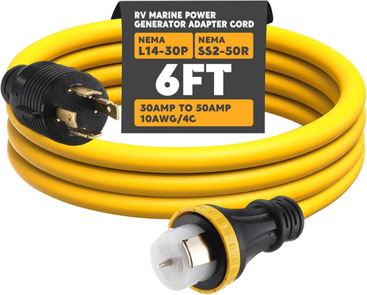 6FT NEMA L14-30P to SS2-50R Adapter Cord for RV and Marine Use