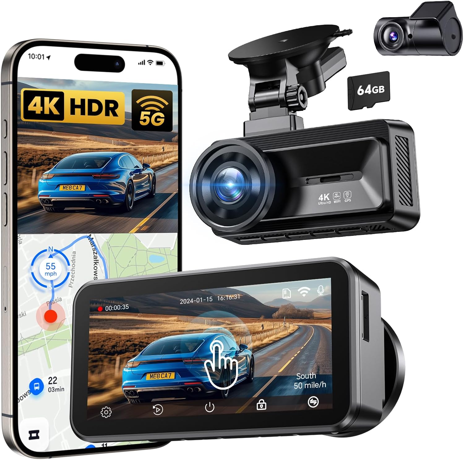 4K Touch Screen Dash Cam: STARVIS Sensor Night Vision
