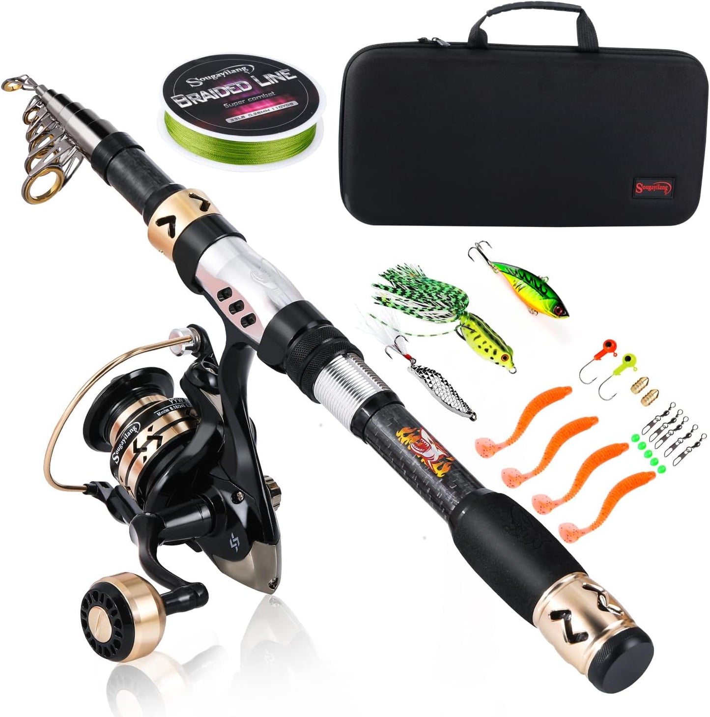 Sougayilang Fishing Pole and Spinning Reel Combo for Anglers