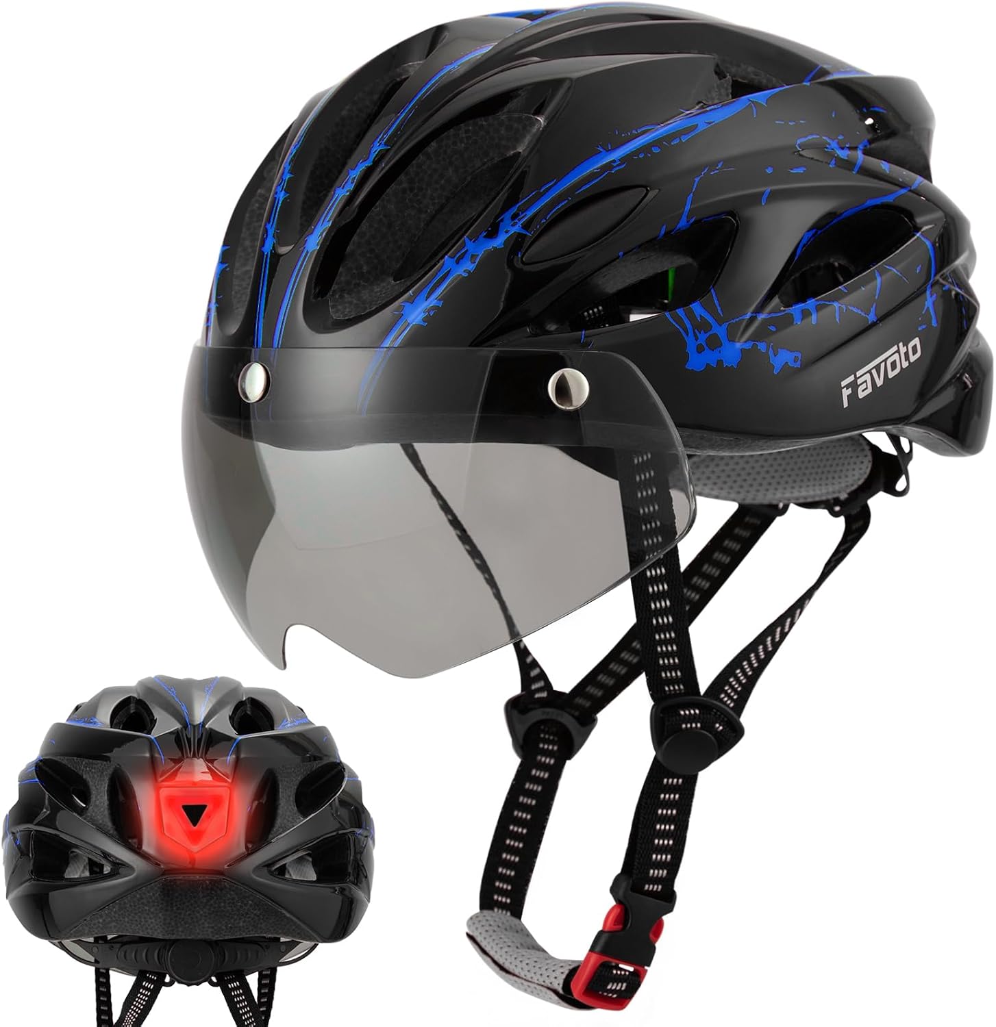 Favoto Bike Helmet for Adults with Goggles and LED Light