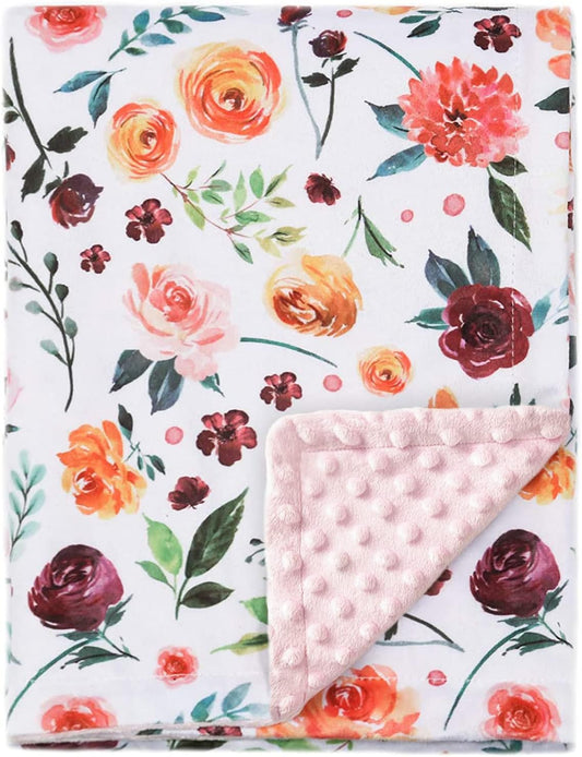 Super Soft Baby Blanket with Elegant Floral Print by BORITAR