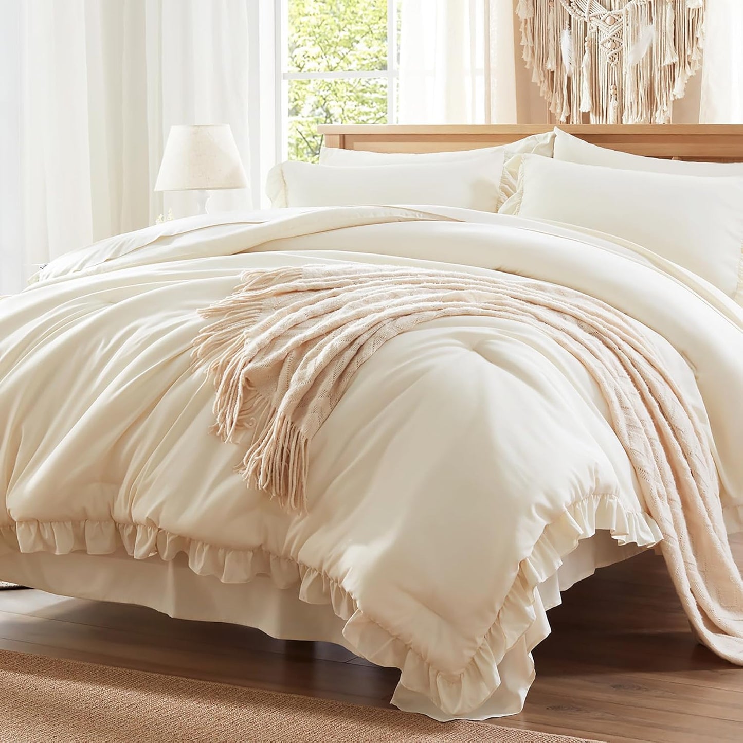 Anluoer Queen Comforter Set 7 Piece for Cozy All Season Use