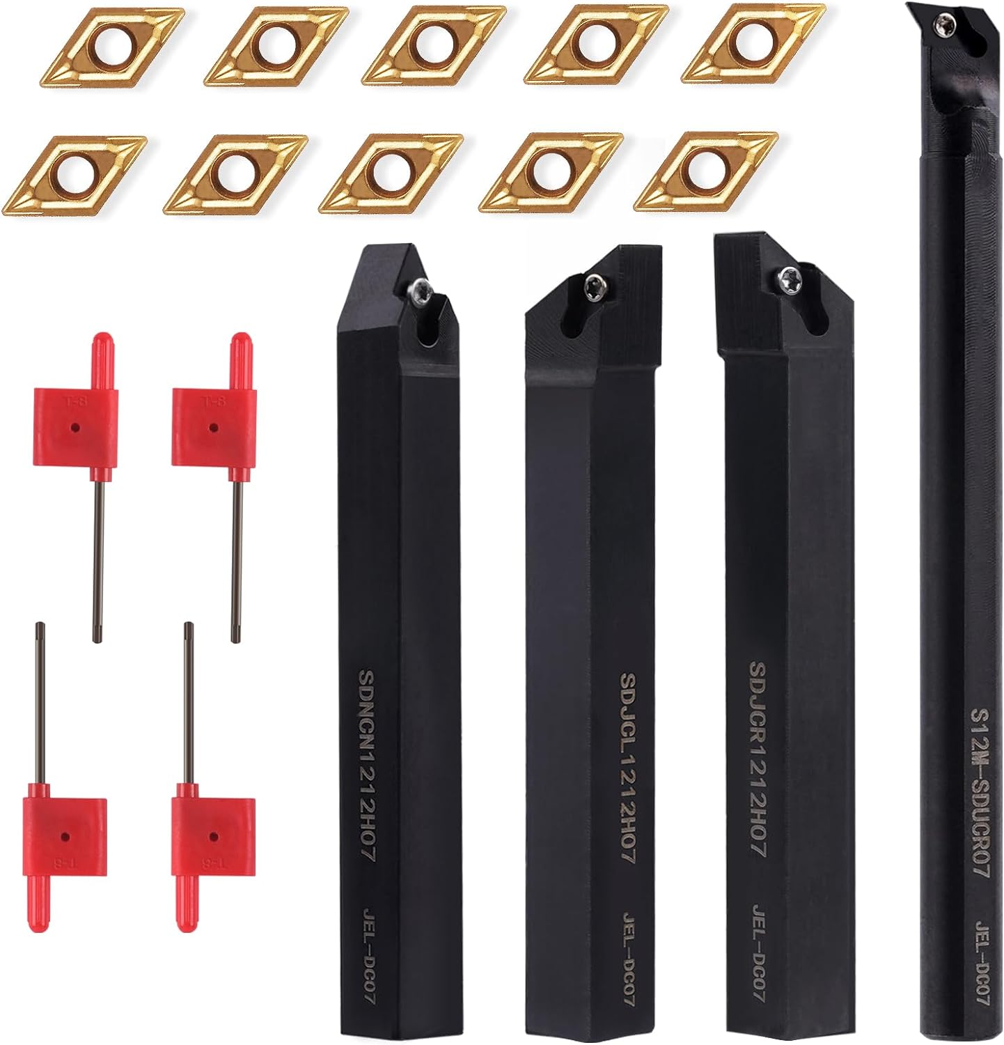 Indexable Lathe Turning Tool Kit with 14PCS Carbide Inserts
