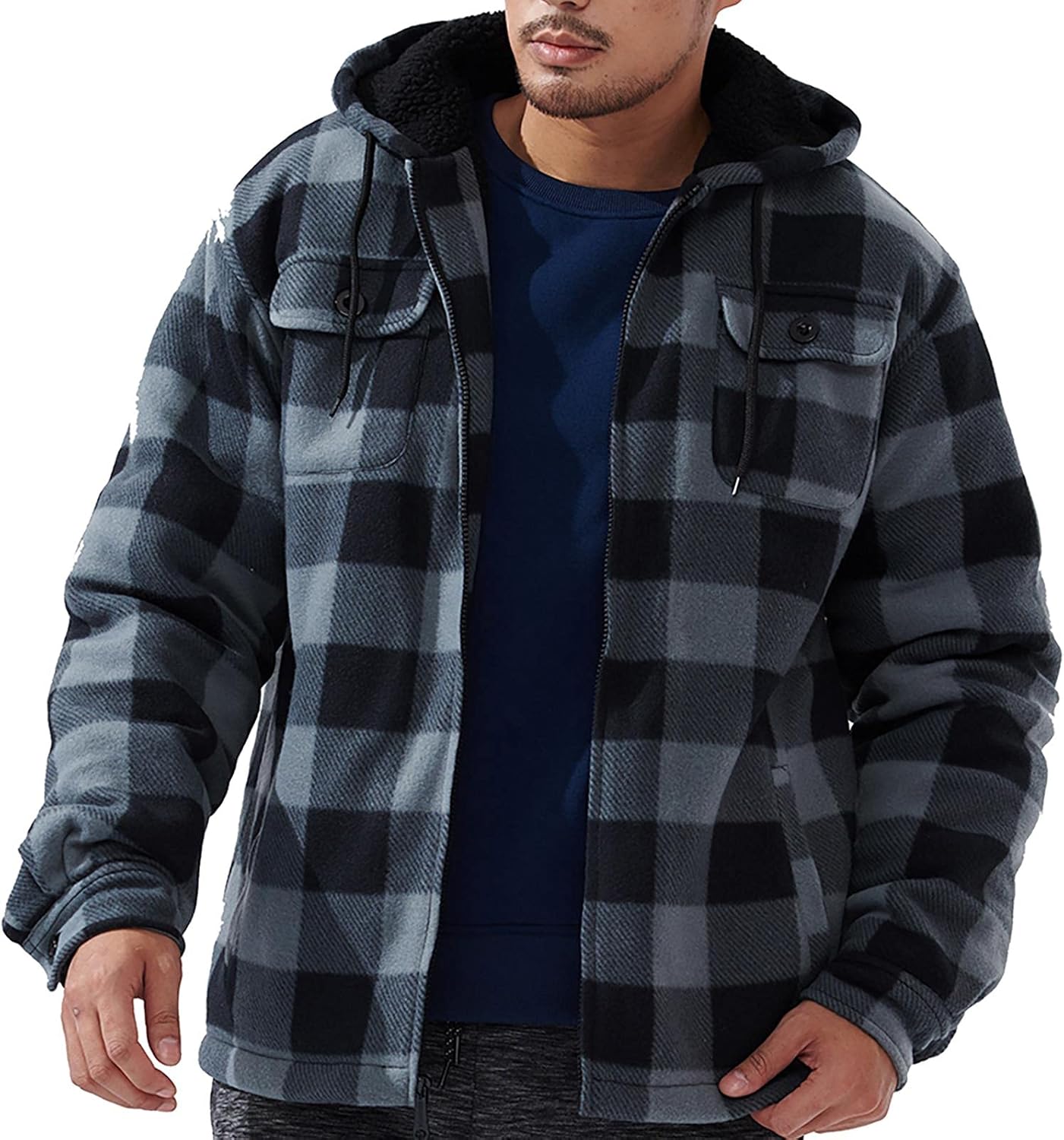 Heavyweight Sherpa Hoodies for Men - Warm Full Zip Sweatshirts